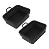 2 Pcs Silicone Air Cooker Pot with Handle Rectangular Fryer Liner Tray Replacement for Kitchen Cooking Accessories Black