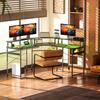 L Shaped Work Desk With LED Lights Black