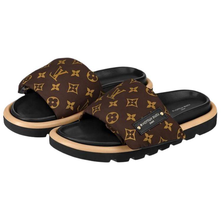 Louis Vuitton Pool Pillow Comfort Slide Slippers Women's Brown 1AAEBT