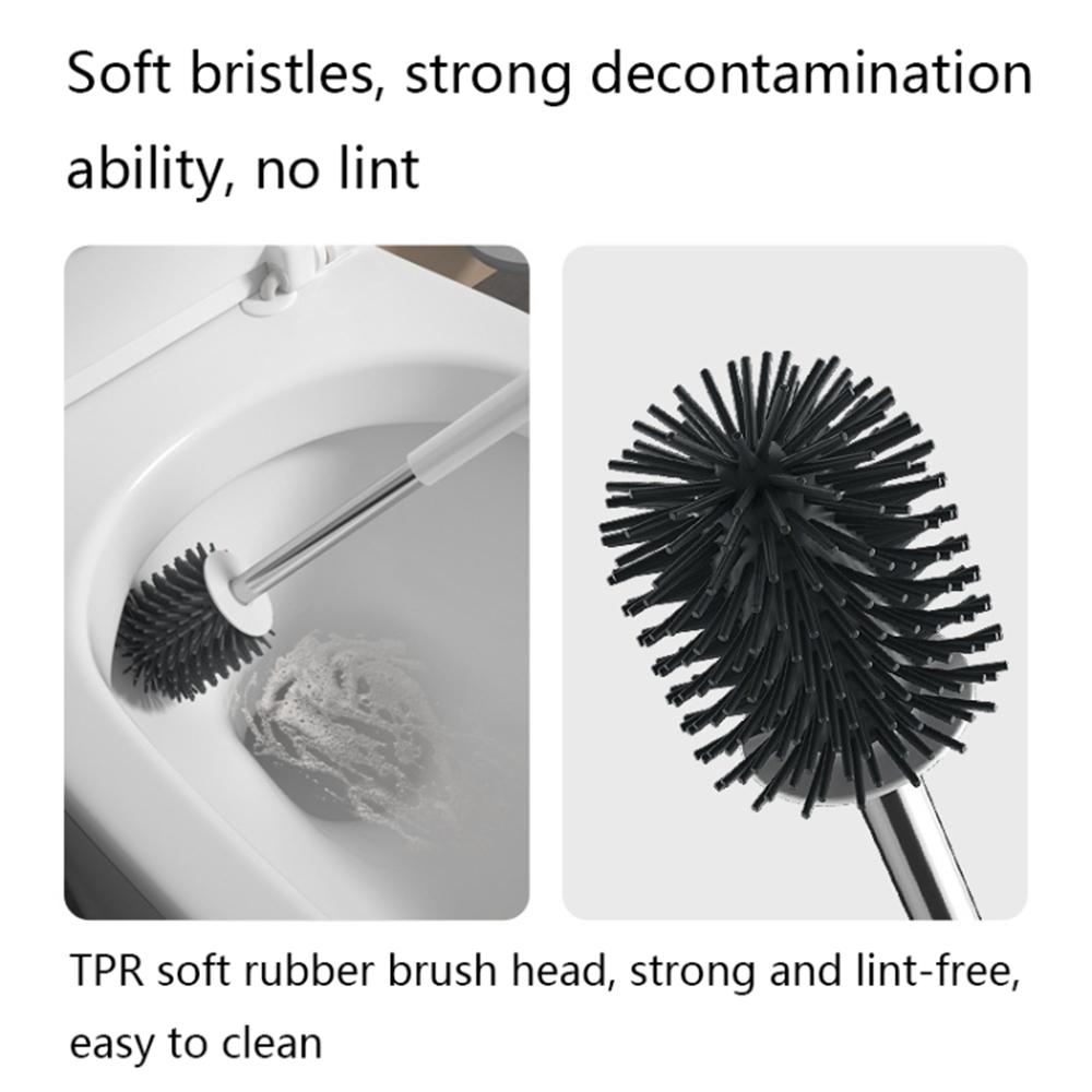 Soft Silicone Toilet Brush with Holder Long Handle Cleaning Brush No Dead Angle for Bathroom