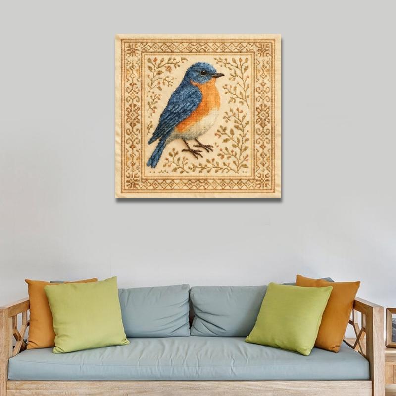 Bird Embroidery Craft Set For Adults Kids Detailed Pattern Guide Cloth Materials Art Project
