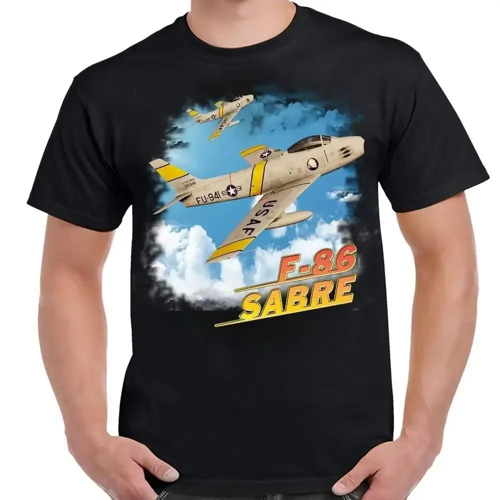 US Air Force F-86 Sabre Fighter Aircraft T-Shirt Short Sleeve Casual 100% Cotton O-Neck Summer Mens T-shirt Size S-3XL