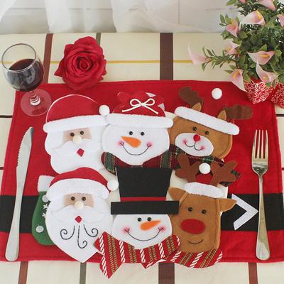 Santa Claus Snowman Cutlery Bag Tableware Organizer Christmas Knife Fork Cutlery Holder New Year Table Decoration Party Supplies