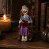 Vintage Style Skeleton Decor Halloween Figurine Resin Sitting On Rocking Chair Statue Drinking Funny Dark Holiday Figurines Coffee Crocheting