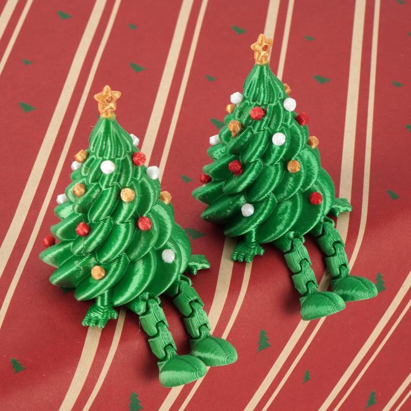 3D Printed Mini Desktop Christmas Tree Movable Stand Christmas Holiday Decor Compact Desktop Ornament Office & Home Holiday Atmo