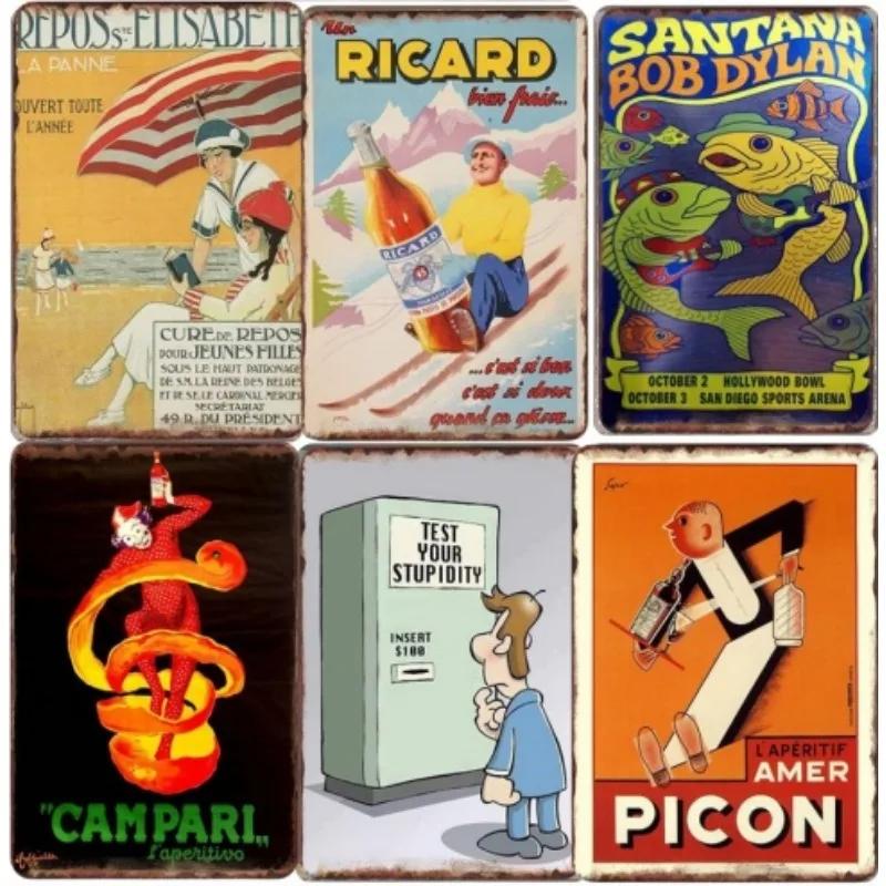 Metal Tin Poster Cartoon Figure Retro Metal Tin Sign Plaque Poster for Bar Club Wall Decor Retro Home Vintage Wall Plate Pendant