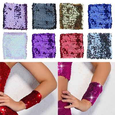 Fashion Polyester Fiber Wrist Bands Sequin Stretchy Wrist Cuffs Corsage Wristband Woman
