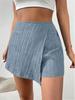 European and American Summer High-Waisted Textured Solid Color Women's Shorts Skirt