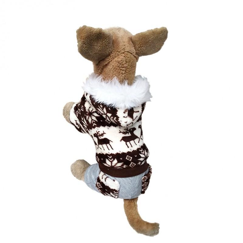 Winter Pet Cotton Coat Dogs - Festive Christmas Costume With Snowflake Reindeer Design Coral Fleece S To XL