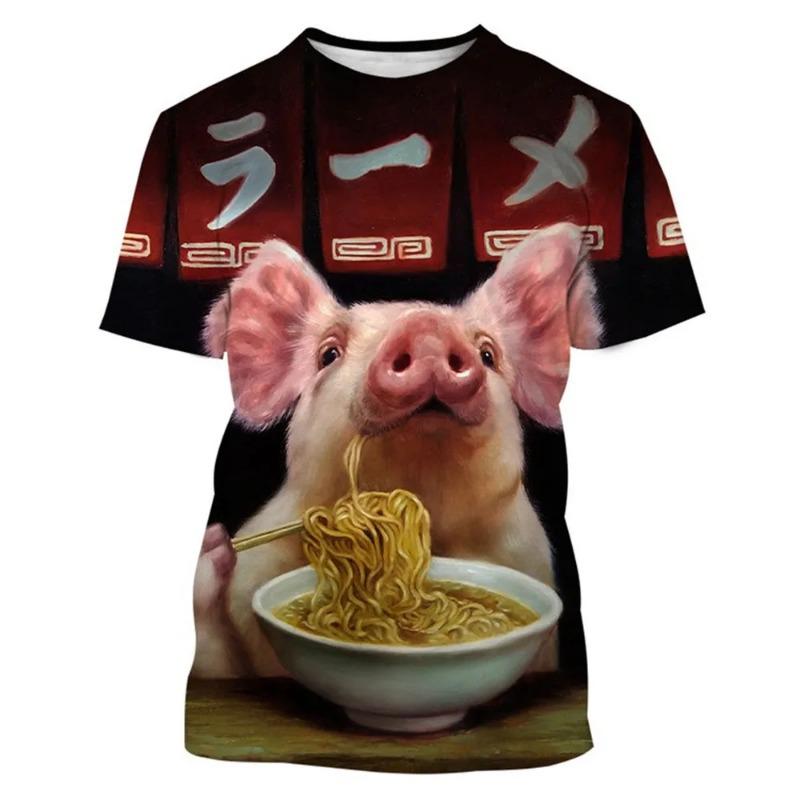 Cute Fun Animal Pig 3D Print Sport Breathable Men T-shirt Outdoor Street Casual Daily