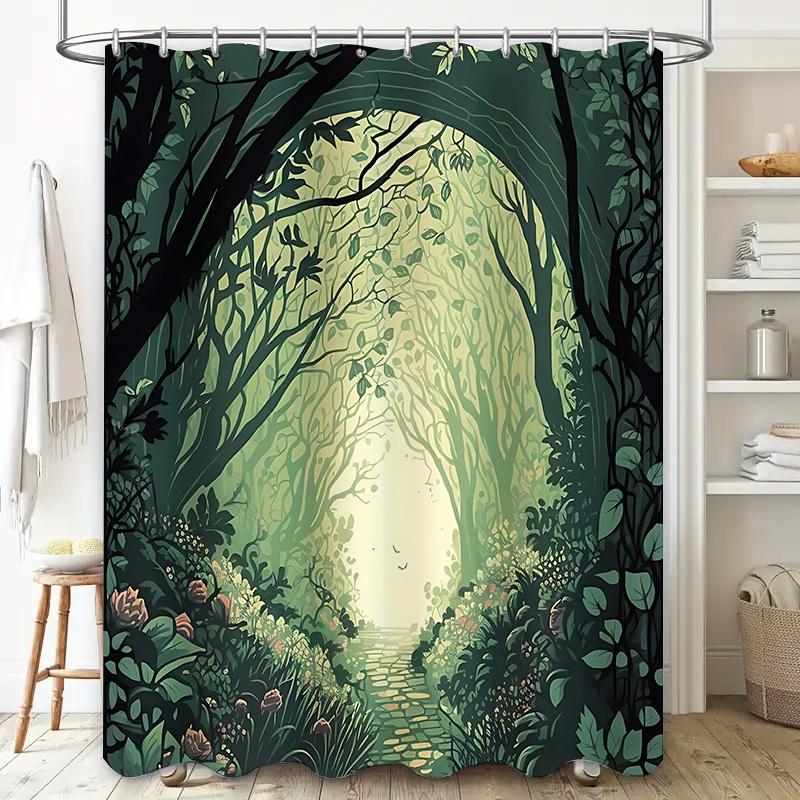

Зачарованный Лес Шторка для Душа Вдохновленная Природой Водонепроницаемая Полиэстеровая Ткань Декор для Ванной Подходит для Разделения Влажной и Сухой Зоны 90X180cm(35x70in)
