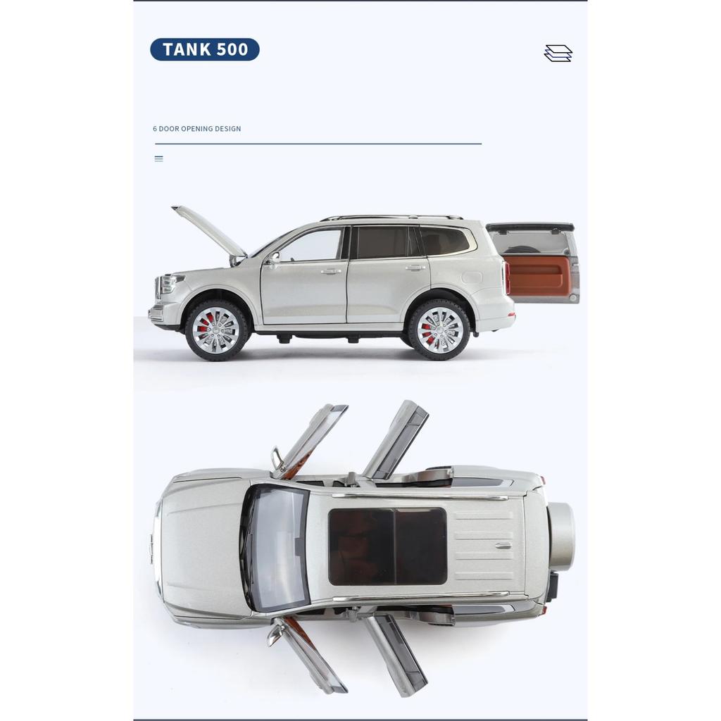 Nowy 1/24 Czołg 500 Hi4-T Terenowy Metalowy Odlewany Model Samochodu Zabawka Dźwięk i Światło Zabawka dla Dzieci Kolekcjonerski Prezent Urodzinowy