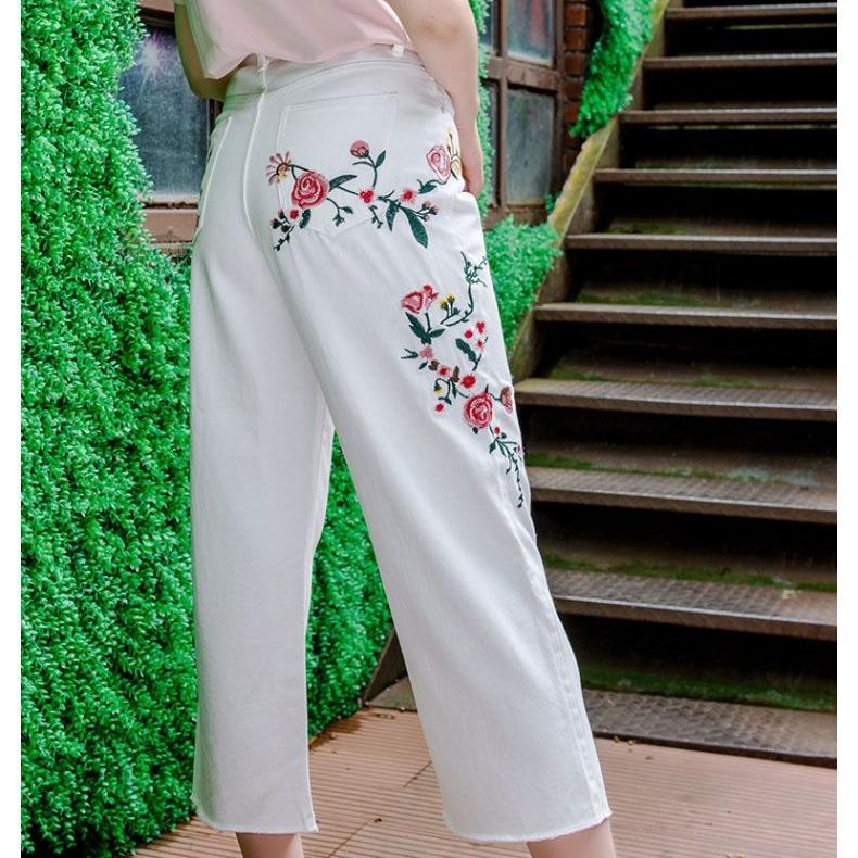 

Женские джинсовые брюки свободного кроя с высокой талией и брюки с вышивкой