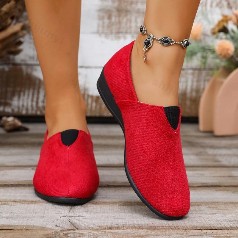 Fashion Large Size Women Wedge Shoes Autumn Point Toe Vintage Fashion Single Shoes Lightweight Comfortable Height Increase Casual Shoes