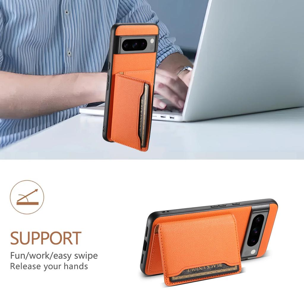 Luxury Faux Leather Stand Card Holder Phone Case Frosted Feel for Google Pixel 10 Pro XL 9A 8 7
