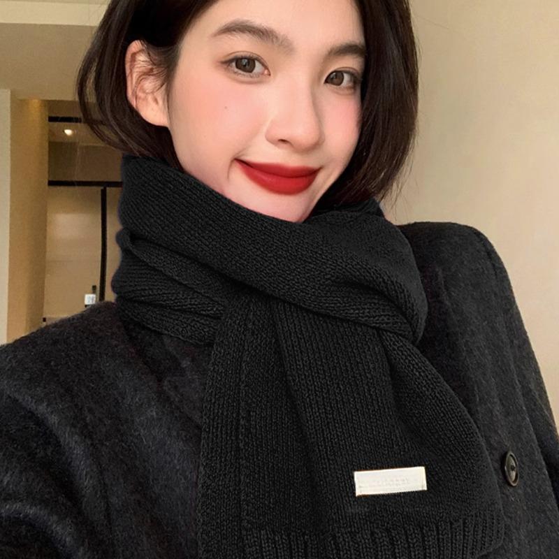 New Knitted Red Scarf Women Winter Simple Classic Solid Color Wraps Men Couple Scarf New Soft Warm Thermal Wool  Muffler
