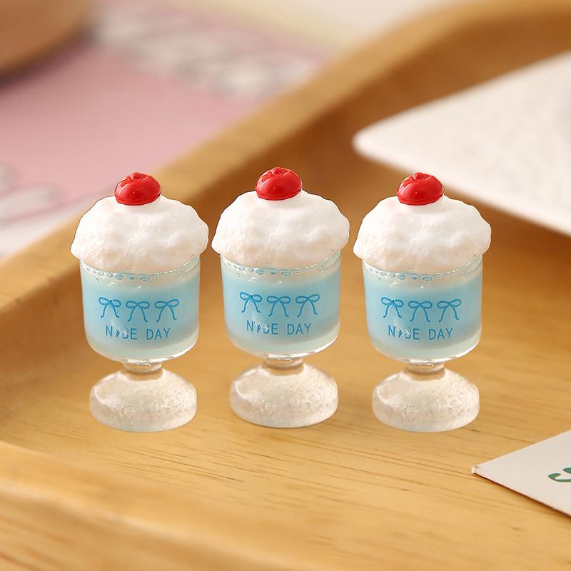 3Pcs Dollhouse Simulation Cherry Cream Cup Ice Cream Cup Mini Model Ornament Toy For Dolls DIY Decoration Kids Gift