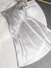 Acetic Acid Fabric Slimming Midi Skirt for Petite Women, A-Line, Mature, Drapey, Lustrous, Elastic Waist
