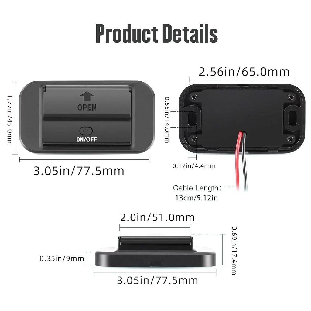 12V USB Outlet Panel Wall Mount 36W USB C and Dual QC 3.0 18W Port Car Charger Socket Accessories for Car Bus RV Truck