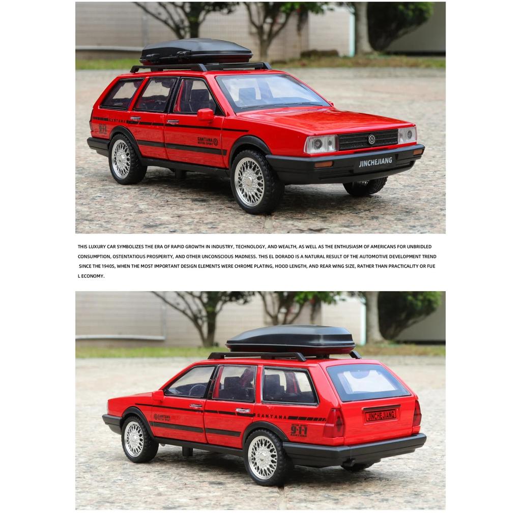 1/32 Volkswagen Santana Metalowy Model Samochodu Avant Kombi Odlewany Metalowy Pojazd Podróżny Model Samochodu Symulacja Dźwięku i Światła Zabawka dla Dzieci Prezent