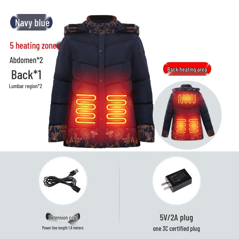 

Smart Heated Cotton Jacket for Winter – Infrared, Warm, Thickened with Temperature Control for Middle-aged Women 5XL (145-165 lbs)
