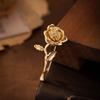 Luxury High-End Gold-Tone Rose Flower Brooch Pin For Women & Men - Elegant Suit Coat Badge Fashion Jewelry Lapel Accessory