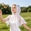 Hooded Headscarf with Lace Edges Soft Organza Material Elastic Neck Fit Sun Protection Windproof