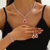 Large Waterdrop Crystal Necklace, Earrings and Bracelet Set - A Three-piece Jewelry Collection