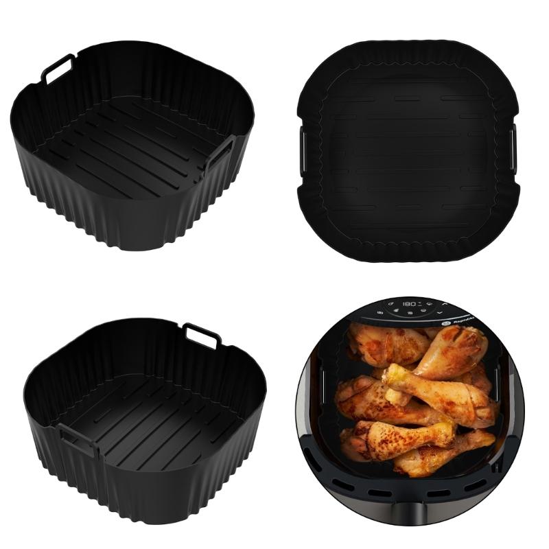 2PCS Square Cooking Mats Oven Safe Grilling Mats Silicone Texture Air Fryers Bowl Suitable for Kitchen Baking Use