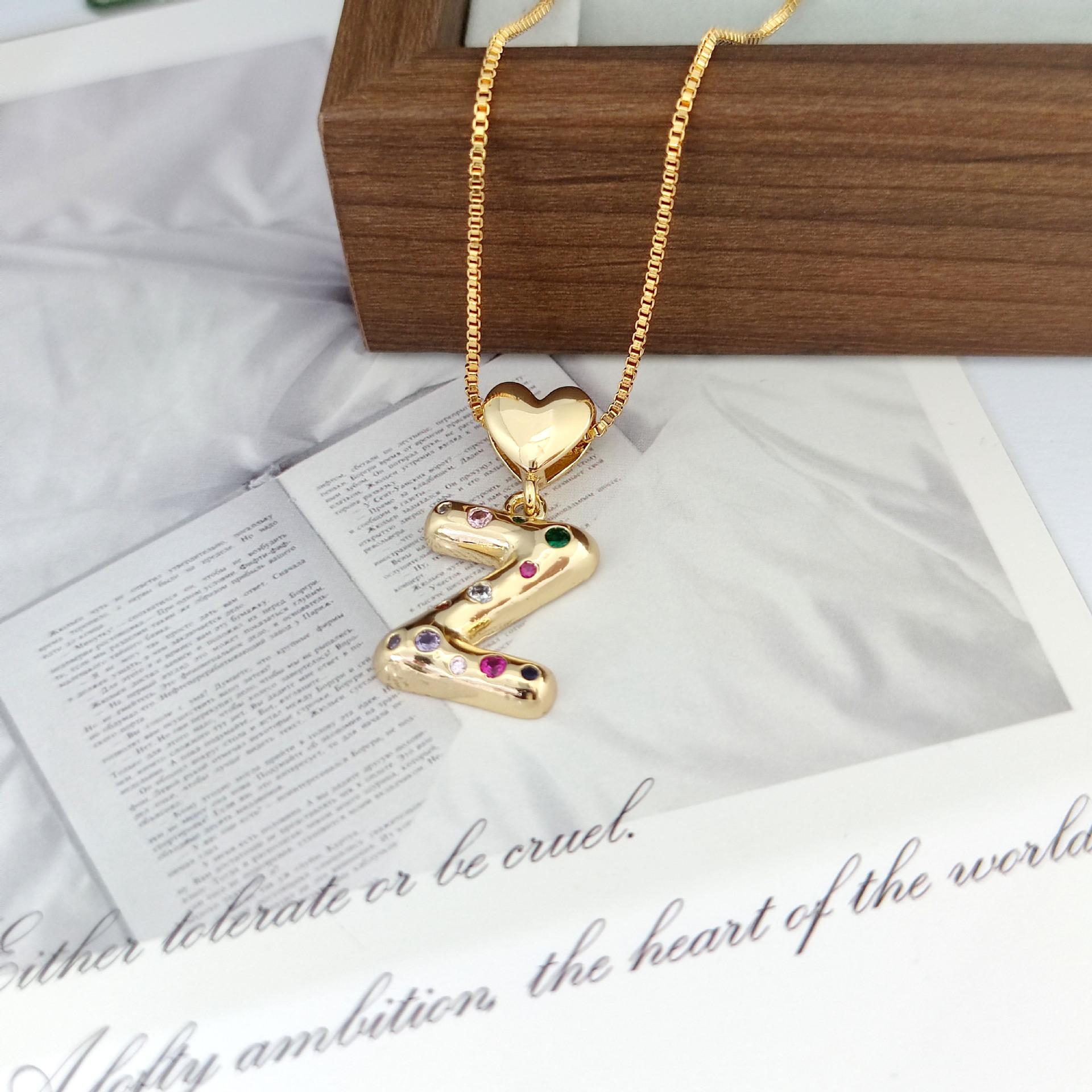 Нежное Объемное Алфавитное Буквенное Сердечко Подвеска Ожерелье Женское Мужское Нержавеющая Сталь Ожерелья Позолоченные Ожерелья Gold