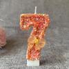 Number Birthday Candle 0-9 Decorative Cake Topper for Kids Baking Party Celebration Reusable Numbered Candles with Glitter and Bow Accent