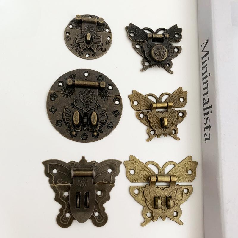 DIY Butterfly Latch and Screw, Antique Brass Zinc Alloy Small Wooden Jewelry Box Gift Box Cabinet Brass  Antique Latch