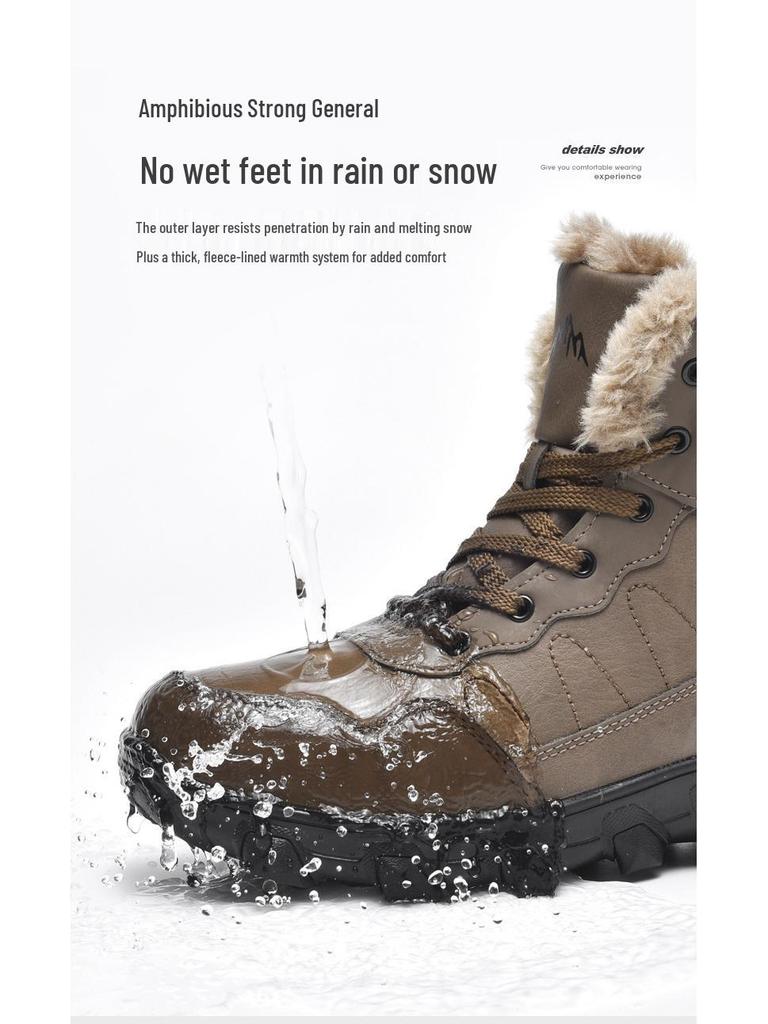 Men's Plus Size Waterproof Non-Slip Warm Snow Boots for Outdoor Hiking