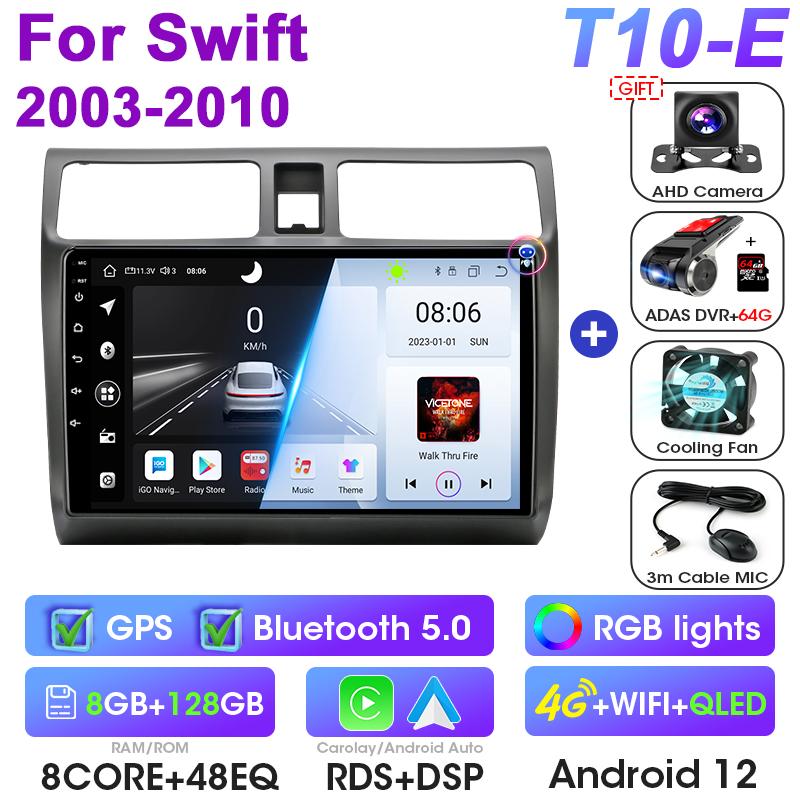Android 12 Car Radio For Suzuki Swift 2003 - 2010 2 Din GPS Navigation Carplay Auto Stereo Intelligent Systems Smart Autoradio