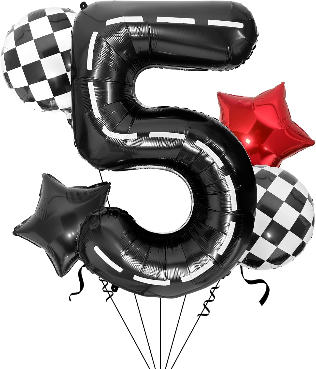 

5pcs Race Car Balloon 40 Inch Racetrack Number Balloon 2 Black Baby Shower Boys Two Fast Birthday Race Car Theme Party Decorate 40inch