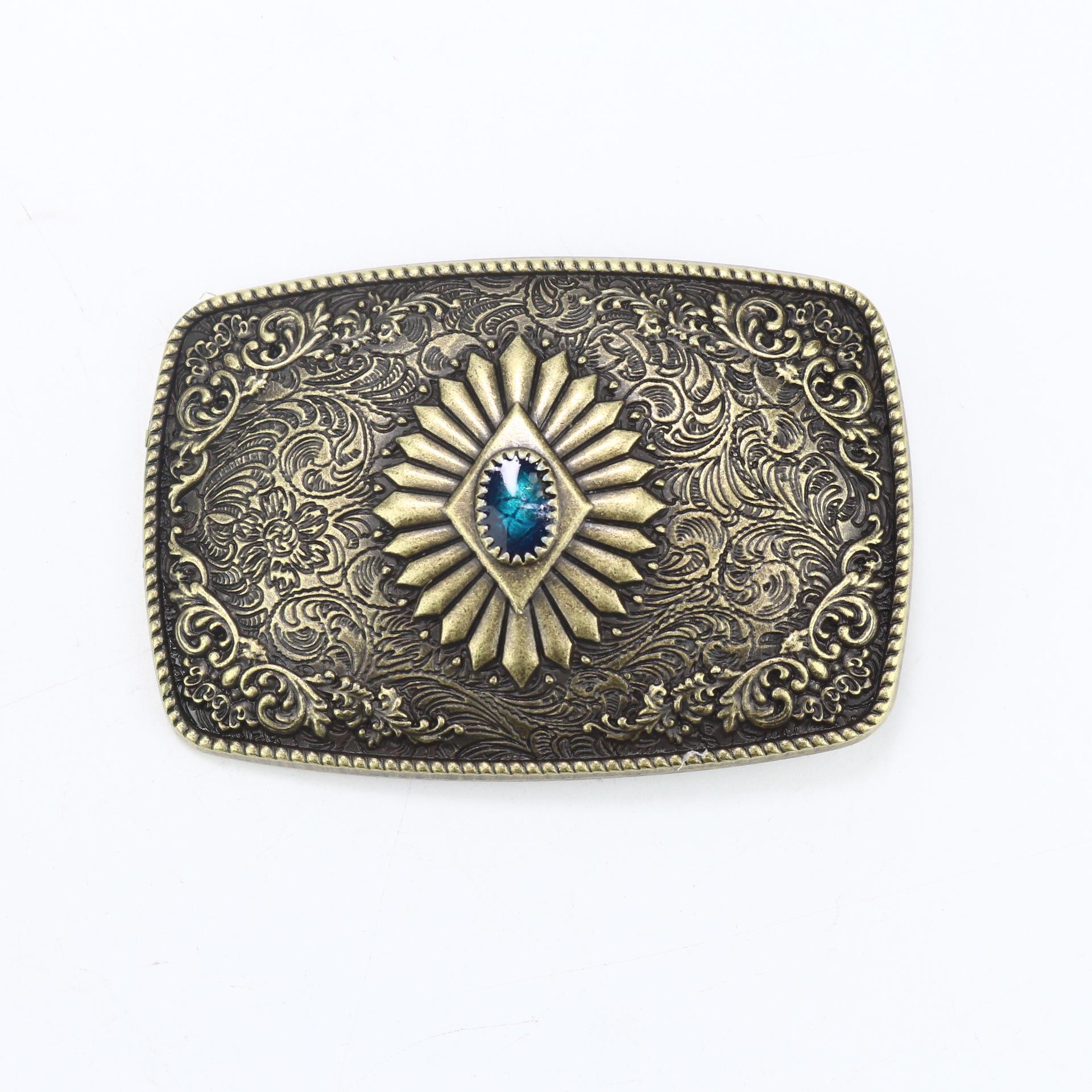 

Пряжка для ремня в стиле вестерн-ковбой из цинка с национальным флагом и бирюзовым узором