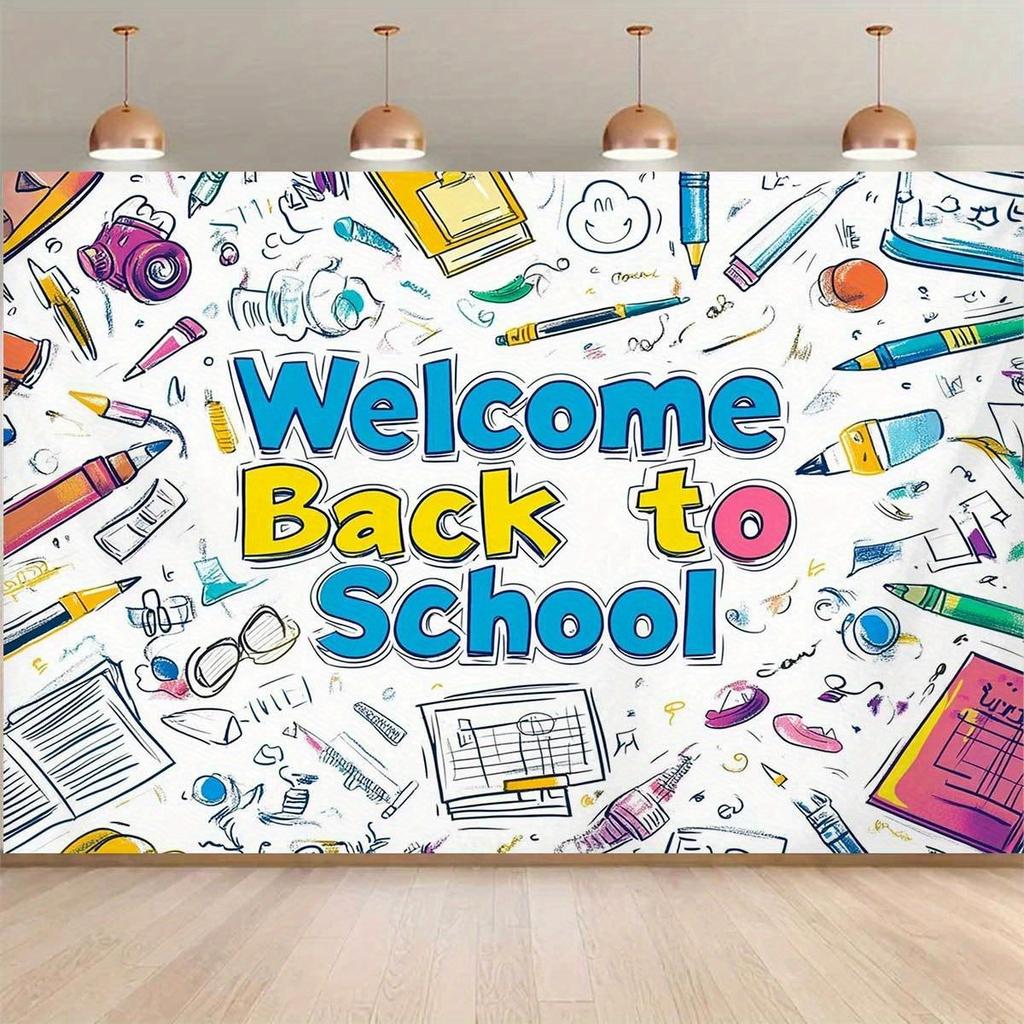 2D Flat banner 1 piece - Welcome Back to School theme banner background fabric