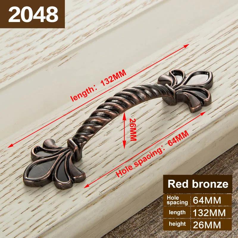 Red Bronze Handle Kitchen Door Knob Cabinet Drawer Closet Antique Shabby Chic Handles Dresser Knobs Furniture pulls
