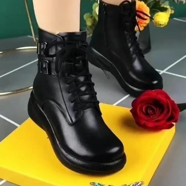 New Luxury Women's Boots Leather Ankle Boots Designer Women's Shoes Warm and Comfortable Retro Women's Casual Shoes Botas Mujer