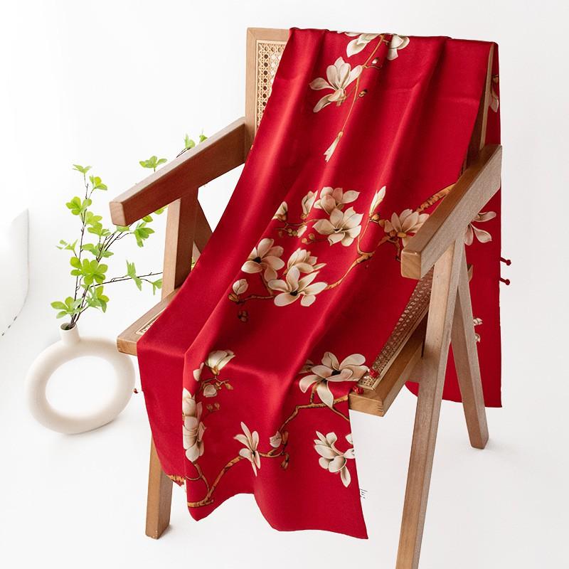 Silk Scarf Mom Mother-in-law Elegant Long Square Fashionable Wrap