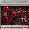 2D Flat Red & Black Birthday Banner 2D Fabric Backdrop for Adult & Romantic Birthday Party Decoration