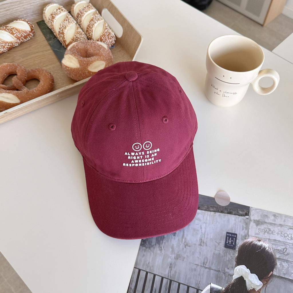 Fashion Baseball Cap Spring And Summer Female Smiley Face Letter Face Small Versatile Sunshade Cap