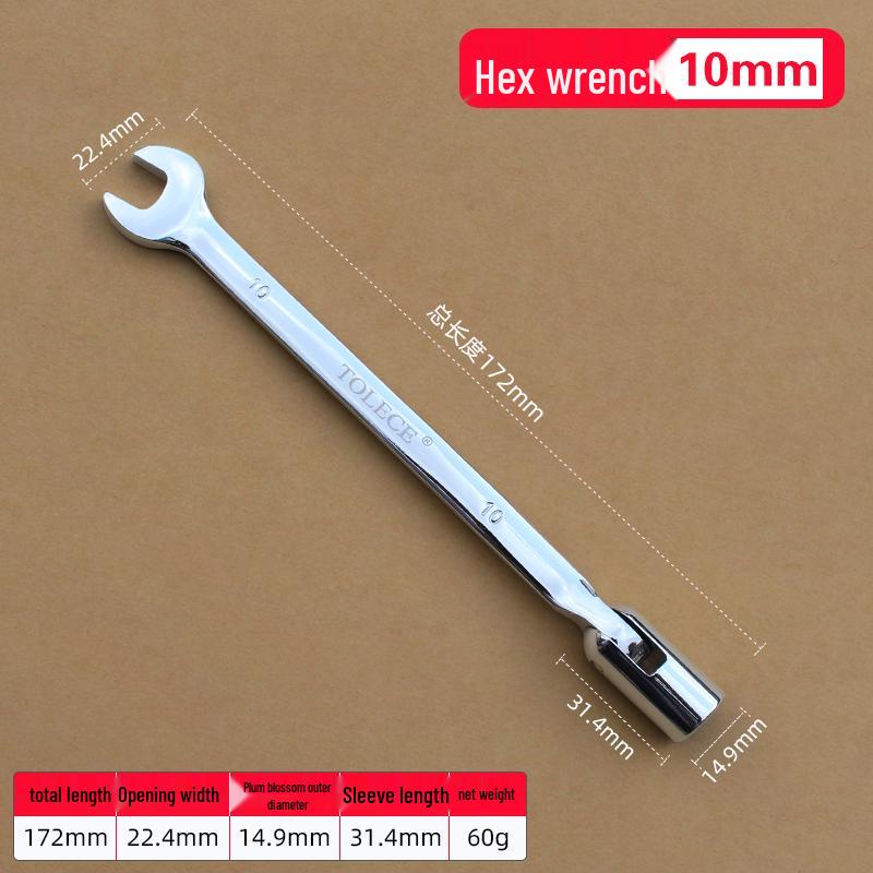 Dual-Use Ratchet Wrench 8-22mm: Double-Ended, Open-End & Socket Auto Repair Tool