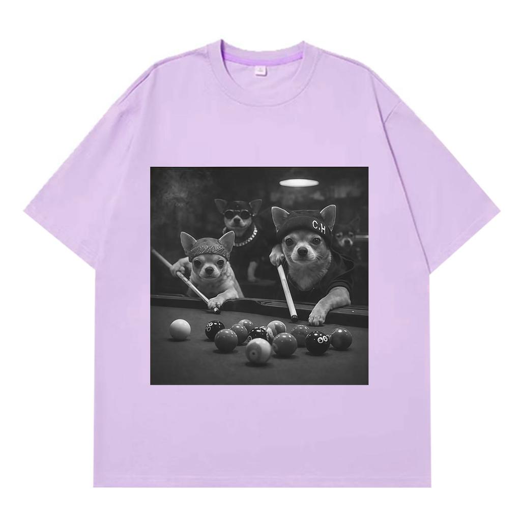 Funny Dog Playing Pool Meme Tshirt Summer Unisexs And Unisexs Fashion Hiphop Tshirts Comfort Cotton Casual Tshirts Streetwear