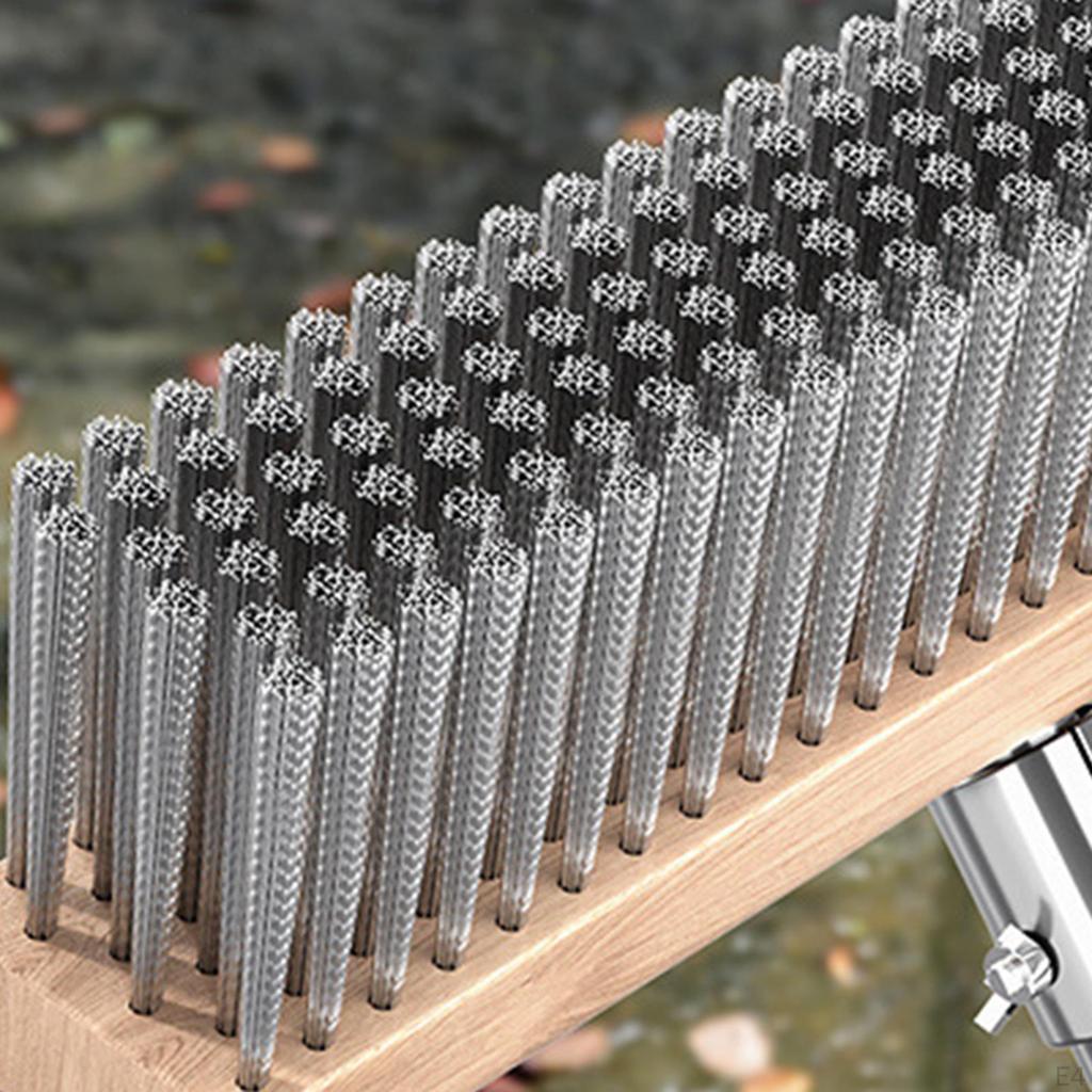 Cleaning Brush Made of Stainless Steel And Wood with Strong Dirt Removal for Patio, Sidewalk