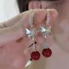 Delicate Red Zircon Butterfly Tassel Drop Earrings For Women Luxury Crystal Animal Butterfly Earring Wedding Party Jewelry Gifts