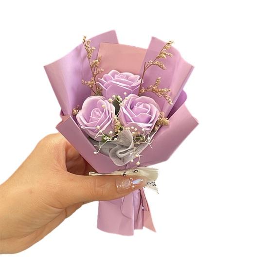 Pocket Rose Artificial Flowers Gift Packaging Mini Bouquet Long-Lasting No Wither Flower for Valentine’s Day Birthday