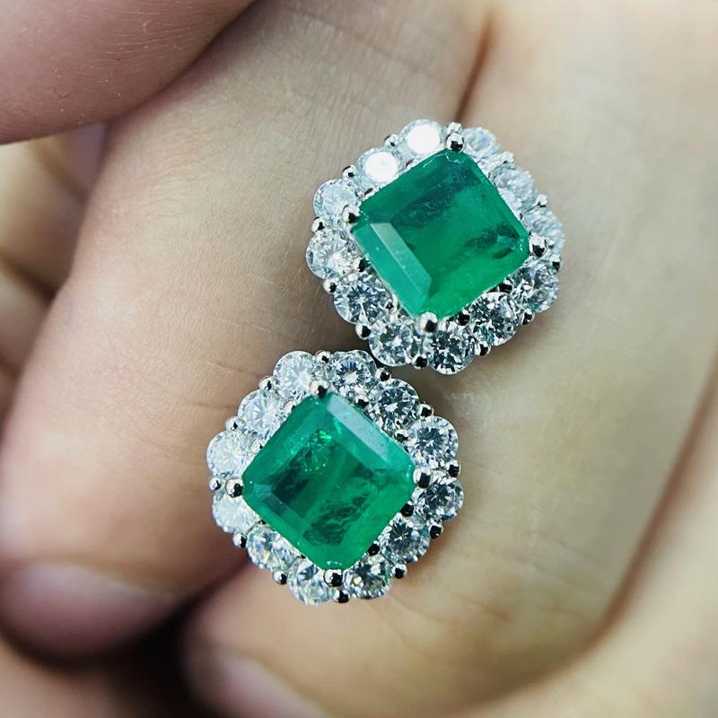 Sterlingové 12*12mm čtvercové náušnice pro ženy Elegantní zásnubní svatební náušnice s paraiba turmalínem Šperky