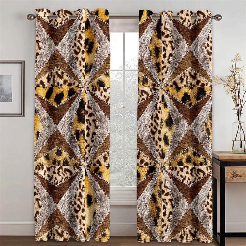 

3D имитация кожи животных, серия сращивания, роскошные солнцезащитные шторы, 2 шт., гостиная, спальня, украшение дома 100W130H(CM)40x51in&Grommet Top