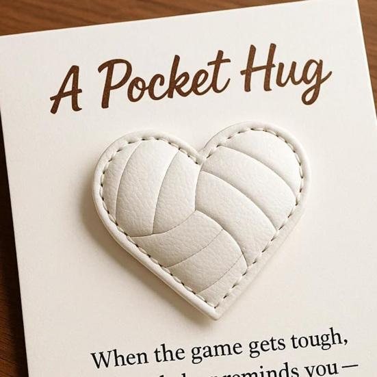Volleyball Heart Pocket Hug Handmade Encouragement Token Symbol of Teamwork Courage Inspirational Gift for Volleyball Lovers Family And Friends